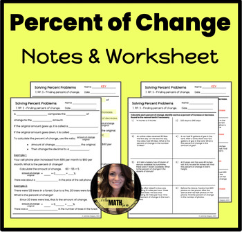Preview of Percent of Change | 7.RP.3 | Guided Notes & Worksheet| Percent Increase/Decrease