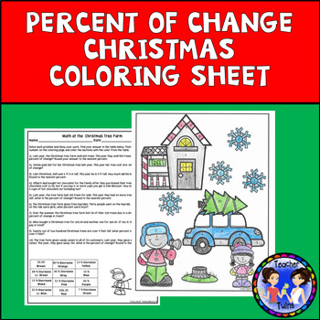 Preview of Finding Percent of Change Christmas Math Coloring Sheet