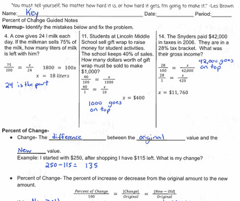 percent of change assignment