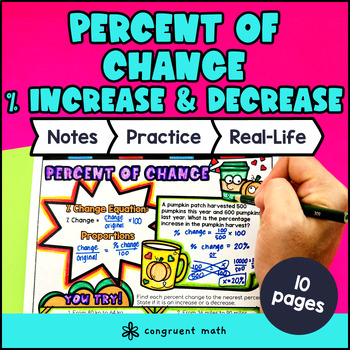 Preview of Percent of Change Guided Notes with Doodles | Percent Proportions Worksheets