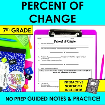 Preview of Percent of Change Notes & Practice | Percent Change Formula Notes