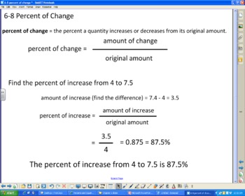 Preview of Percent of Change Smartboard Lesson