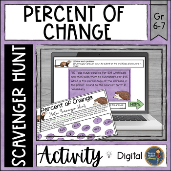 Preview of Percent of Change Word Problems Digital Math Scavenger Hunt