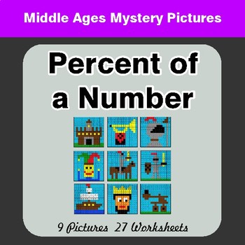 Percent of Number - Color-By-Number Math Mystery Pictures