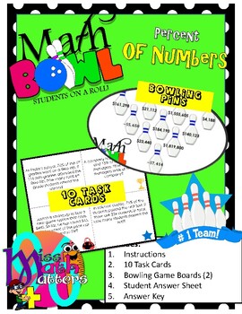 Preview of Percent of Numbers Task Cards | Math Bowl Activity | TEKS 6.5B
