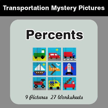 Percent of a Number - Color-By-Number Math Mystery Pictures
