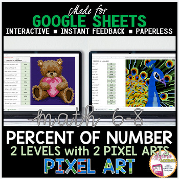 Preview of Percent of a Number Google Sheets Digital Pixel Art Math Activity