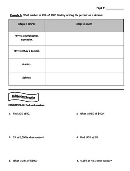 Percent of a Number (Guided Notes) - 7th grade math by The Koalafied