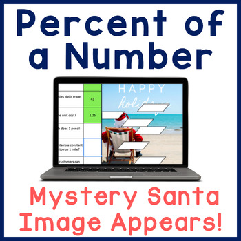 Preview of Percent of a Number | Math Mystery Digital Activity | Happy Holidays Christmas