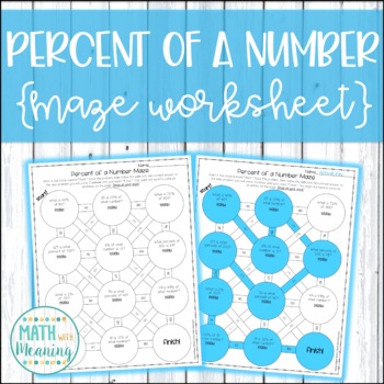 Preview of Percent of a Number Maze Activity - Find the Part, Whole, or Percent