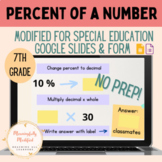 Percent of a Number - Modified for Special Education 
