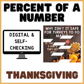 Preview of Percent of a Number | Thanksgiving | Math Mystery Picture Digital Activity