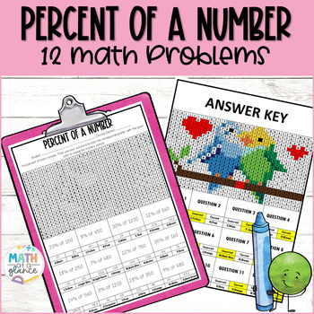 Preview of Percent of a Number Valentine's Day Math Mystery Picture Activity Worksheet