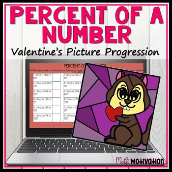 Preview of Percent of a Number Valentine's Day Progression Art
