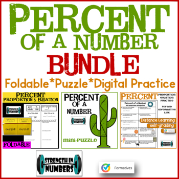 Preview of Percent of a Number (proportion & equation) BUNDLE: notes, practice, quiz