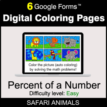 Preview of Percent of a number - EASY - Digital Coloring Pages | Google Forms