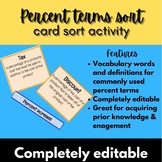 Percent real world vocabulary terms card sort 