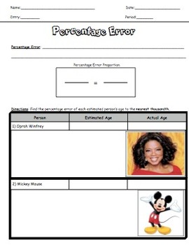 Percentage Error Worksheet Guided Notes by The Koalafied Teacher