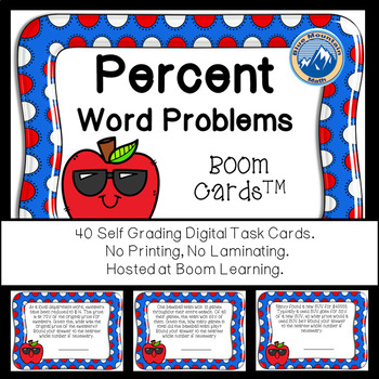 Preview of Percentage Word Problems Boom Cards--Digital Task Cards