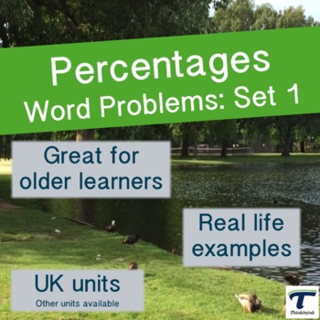 Preview of Percentage Word Problems Set 1 (UK units)