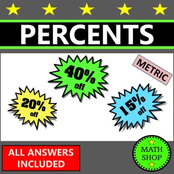 Preview of Percentage of a Number Math Word Problems Math Worksheets 6th Grade Math