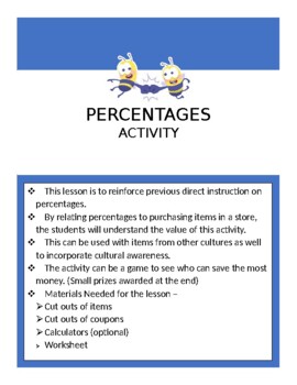 Preview of Percentages Activity