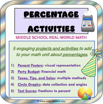 Preview of Percentages Math Bundle: Middle School Real World Math Projects and Activities