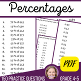 Percentages Math Worksheets for Test Prep aimed at 4th and