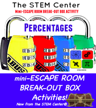 Preview of Percentages Mini Escape Room - Break Out Box