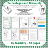 Percentages and Discounts Lesson Plan and Worksheets
