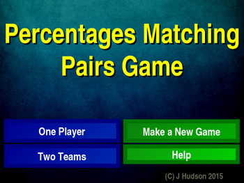 Preview of Percentages to Decimals Interactive Matching Pairs Game