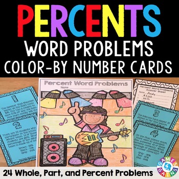 Preview of Percentages Word Problems Part Whole Percent of a Number Worksheets Activity