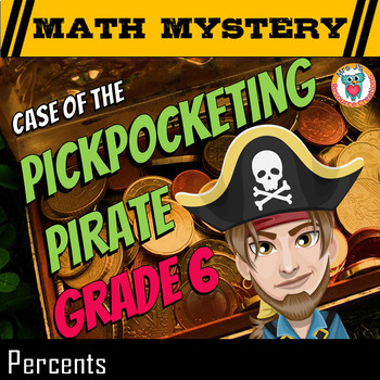 Preview of Percents Review Activity for Money, Fractions, Decimals, Word Problems - Pirate