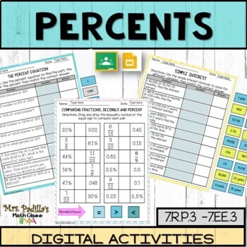 Preview of Percents Digital Activity Bundle | Distance learning
