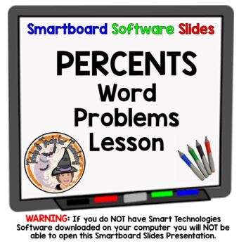 Preview of Percents Word Problems Applications Smartboard Slides Lesson