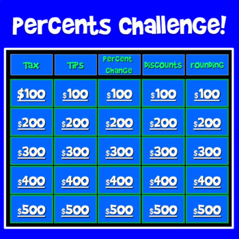 Preview of Percents Challenge Game Show!