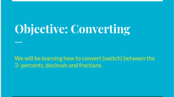 Preview of Percents, Decimals, Fractions Conversion Intro