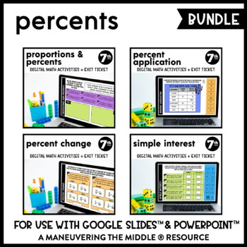 Preview of Percentages Digital Math Activity Bundle | Percent Proportions | Google Slides