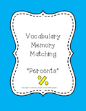 Percents, Discount, Gratuity Vocabulary Memory Match Game/