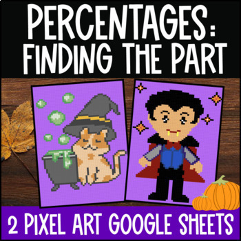 Preview of Percents: Finding the Part Pixel Art | Percent Word Problems | Fall Google Sheet