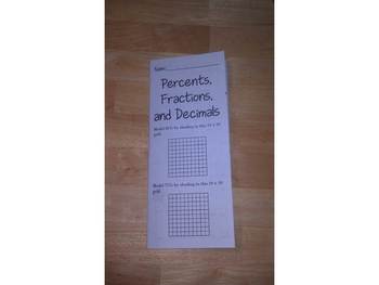 Preview of Percents, Fractions, and Decimals Print n' Fold (Foldable) Interactive Notebook