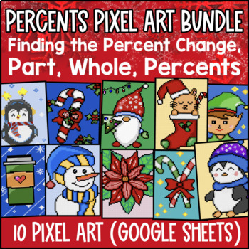 Preview of [Winter] Percents & Money Digital Pixel Art Google Sheets BUNDLE