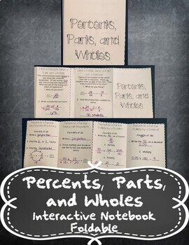 Preview of Percents, Parts, and Wholes Foldable + Distance Learning
