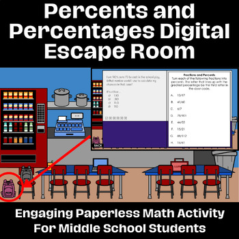 Preview of Percents & Percentages Digital Interactive Escape Room - Middle School Math