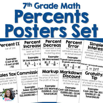 Preview of Percents Posters Set for Math Word Wall
