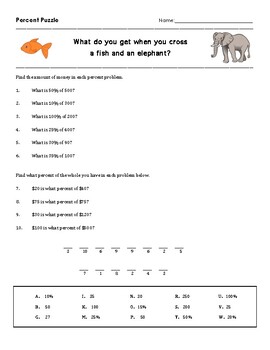 Preview of Percents Puzzle #1