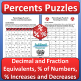 Percents Puzzles Percentages Review Fun Math Worksheets 6t