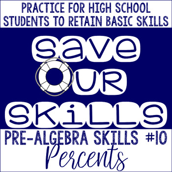 Preview of Percents Review Worksheet SOS (Save Our Skills)