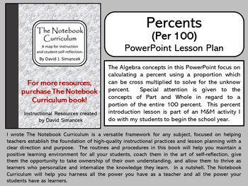 Preview of Percents - The Notebook Curriculum Lesson Plans