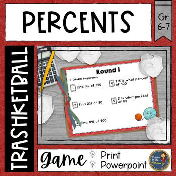 Preview of Percents Trashketball Math Game